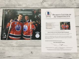 Wayne Gretzky Connor Mcdavid Signed Oilers 8x10 Photo Beckett Bas Loa A
