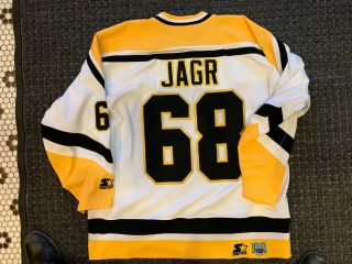 PITTSBURGH PENGUINS WHITE JAROMIR JAGR NHL HOCKEY JERSEY XL SEWN ON LOGO 68 2