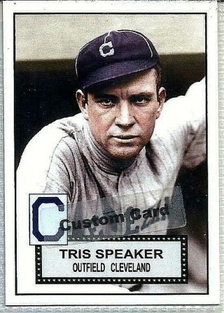 Tris Speaker Cleveland Indians 1952 Style Custom Made Baseball Card Blank Back