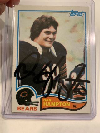 1982 Topps Dan Hampton Auto On Card Chicago Bears HOF 2