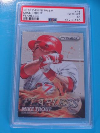Psa 10 2013 Panini Prizm Fearless Mike Trout F4 (sp) Gem