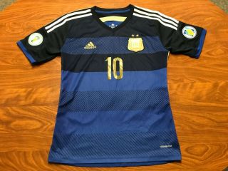 Mens Adidas Blue 2014 Argentina World Cup Lionel Messi Soccer Jersey Size Small