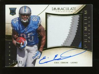 Eric Ebron 2014 Immaculate Premium Patches Jumbo 4 Color Patch Auto Rc 24/49