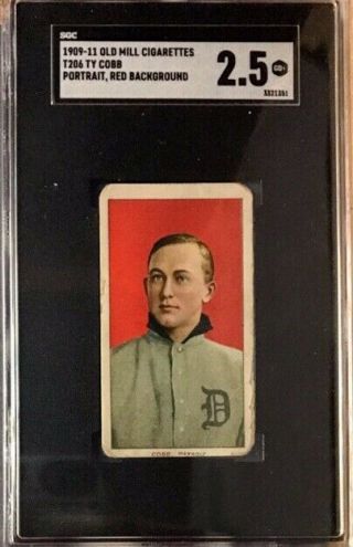1910 T206 Ty Cobb Red Portrait Old Mill Sgc 2.  5