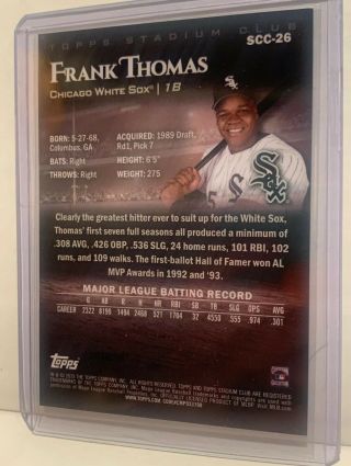 2019 Topps Stadium Club Chrome Refractor Frank Thomas White Sox SP 4