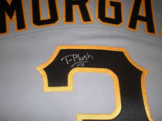 PIRATES Nyjer Morgan signed game issued jersey 2008 AUTO w/ T - PLUSH Brewers 5