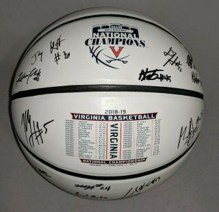 2019 Virginia Cavaliers Team Signed Autographed Champs Basketball Beckett Loa