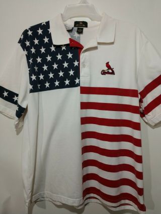 Antigua Red White And Blue,  Stars And Stripes Cardinals Golf Style Shirt Xl