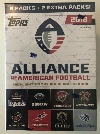2019 TOPPS AAF ALLIANCE OF AMERICAN FOOTBALL FACTORY 100 CARD BLASTER BOX 3