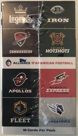 2019 TOPPS AAF ALLIANCE OF AMERICAN FOOTBALL FACTORY 100 CARD BLASTER BOX 5