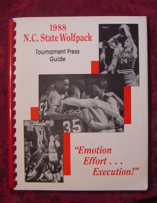 1988 N.  C.  State University Wolfpack Tournament College Basketball Press Guide