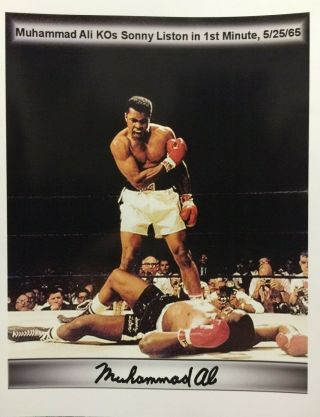 Muhammad Ali Kos Sonny Liston Autographed Color Photo 8x10 With