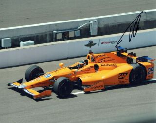 Authentic Autographed Fernando Alonso 8x10 Indy 500 Photo