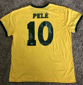 Pele Autographed Brazil Soccer Football Jersey With Beckett Authentication