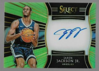 Jaren Jackson Jr.  2018 - 19 Panini Select Rookie Autograph Green /99 Grizzlies