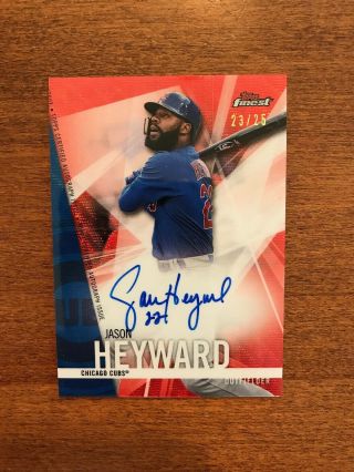 Jason Heyward 2017 Topps Finest Red Refractor Auto Fa - Jh Chicago Cubs 23/25