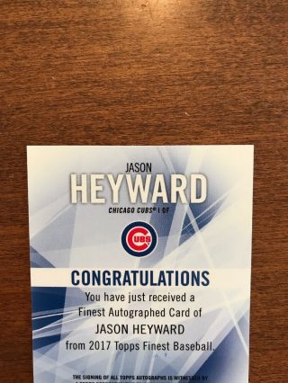 Jason Heyward 2017 Topps Finest Red Refractor Auto FA - JH Chicago Cubs 23/25 5