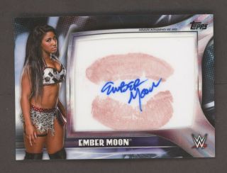 2019 Topps Wwe Wrestling Ember Moon Signed Auto Kiss Card 21/25