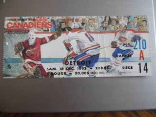 1993 Montreal Canadiens Vs Detroit Red Wings Ticket Stub