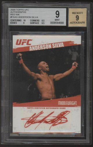 2009 Topps Ufc Round 2 Anderson Silva Red Ink Auto /25 Bgs 9