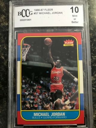 1986 - 87 Fleer Michael Jordan Rc Rookie Bccg 10 Basketball Card