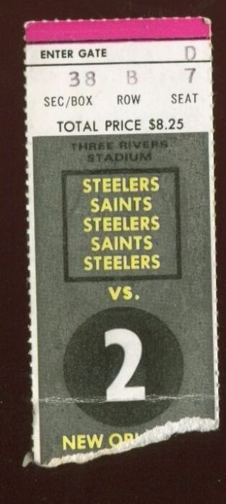 Ticket Football Pittsburgh Steelers 1975 Orleans Saints Pre Bowl
