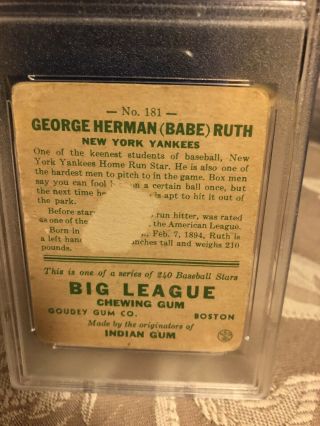 1933 Goudey Babe Ruth 181 PSA PR - FR 1 No Creases 5