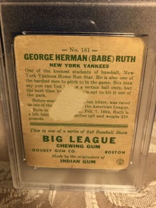 1933 Goudey Babe Ruth 181 PSA PR - FR 1 No Creases 6