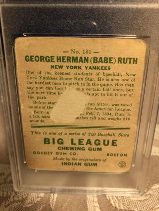 1933 Goudey Babe Ruth 181 PSA PR - FR 1 No Creases 7
