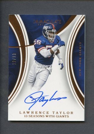 2016 Immaculate Lawrence Taylor Signed Auto 12/13 York Giants