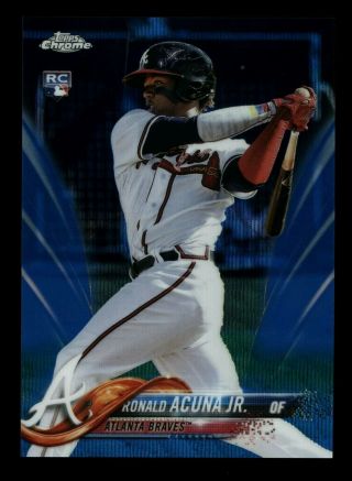 2018 Topps Chrome Blue Wave Refractor 193 Ronald Acuna Jr.  Rc 29/75 Braves