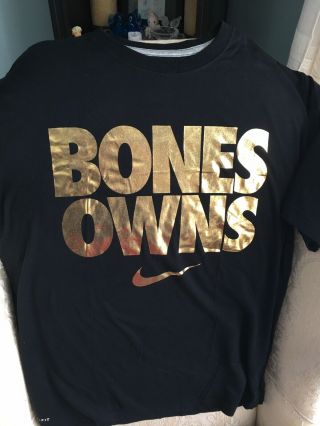 Ufc Jon Jones " Bones Owns " Black Gold Nike Dri - Fit T - Shirt Pre - Owned,  Size L