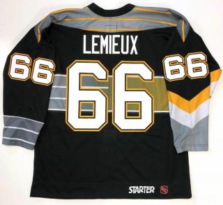 Mario Lemieux Signed Pittsburgh Penguins Starter Authentic Jersey Beckett 52