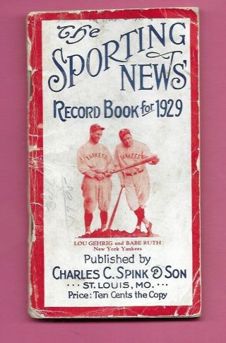 The Sporting News Record Book For 1929 Babe Ruth & Lou Gherig Rare 1 On Ebay