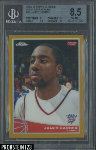 James Harden 2009 09 10 Topps Chrome Gold Refractor Rookie Rc Bgs 8.  5 /50