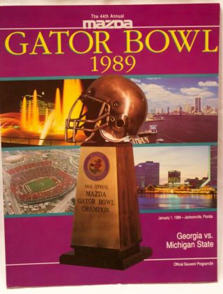 1989 Gator Bowl Georgia Michigan State Football Game Program