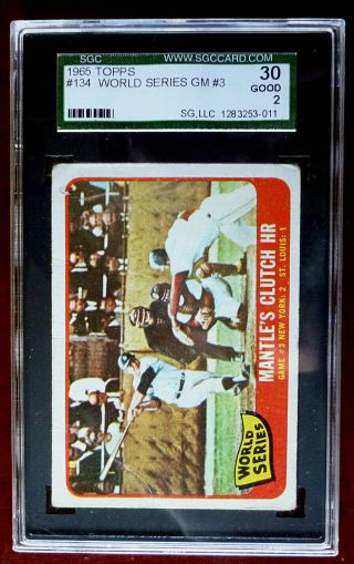1965 Topps 134 - Mickey Mantle World Series Game 3 Sgc 30 Gd 2