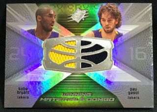 2008 - 09 Spx Winning Materials Dual Jersey Kobe Bryant Pau Gasol Lakers