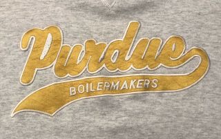 Purdue Boilermakers Mens 2xl Grey Gold Sweater Russel Athletic Patch Long Sleeve