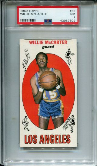 1969 Topps 63 Willie Mccarter Psa 7 Nm Los Angeles Lakers