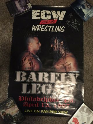 Ecw Barely Legal Ppv Poster Signed Wwe Wwf Wcw