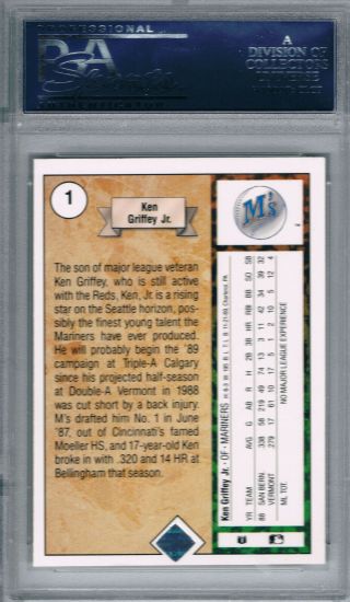 1989 Upper Deck Ken Griffey Jr.  PSA 8 RC 1 Baseball Card Star Rookie 2
