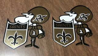 2 Vtg Older Foil Stickers Decals - Orleans Saints - Nfl Football - 4 "