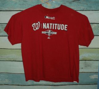 Majestic Washington Nationals Mens Red T Shirt 2012 Post Season 2xl Auct 2816