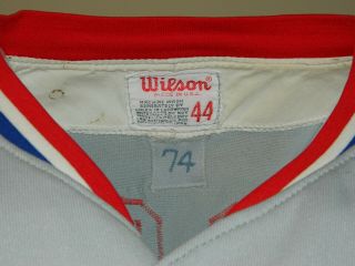 1974 Steve Hargan Game Worn Texas Rangers Road Jersey 26 - Wilson Size 44 2