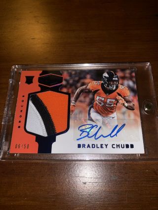 2019 Panini Plates & Patches Bradley Chubb Rookie Patch Auto Rpa 06/50 Broncos