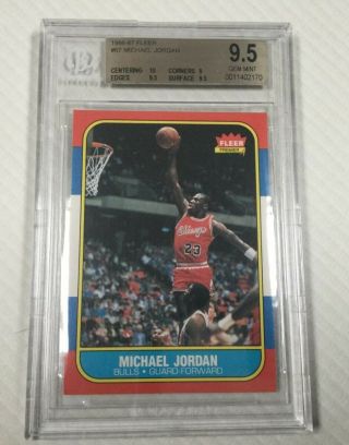 1986 - 87 Fleer Michael Jordan 57 Rc Bgs 9.  5 Perfect Center Sub - Grade 10 Gemmint