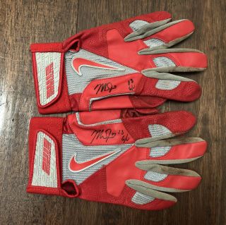 Mike Trout Game 2013 Batting Gloves Pair Game Worn Signed Auto Angels