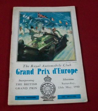 Programme: 1950 British Grand Prix (talbot Alfa Maserati Fangio Farina Bira)