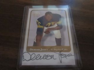 Deacon Jones On Card Autographed Card Los Angeles Rams Hof 2001 Fleer Gotg